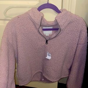 American Eagle Sherpa Cropped Quarter Zip